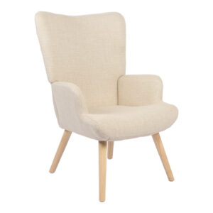Armchair Gerlina Argos The Classic cream fabric and legs in natural color 71x64x94cm