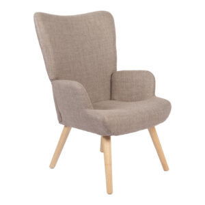 Armchair Gerlina Argos The Classic grey-beige fabric and legs in natural color 71x64x94cm