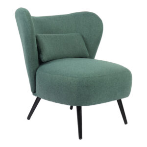 Armchair Nagreta Argos The Classic green fabric and metal legs in black color 77x73x74cm