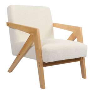 Armchair Garifa Argos The Classic white fabric and legs in natural color 79x75x75cm