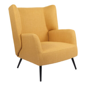 Armchair Mareta Argos The Classic yellow fabric and legs in black color 83x80x99cm