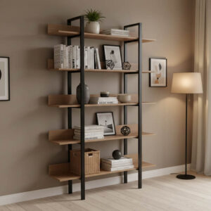 395 000004 Bookcase Boderta Argos The Classic in sonoma-black color 120x30x190cm