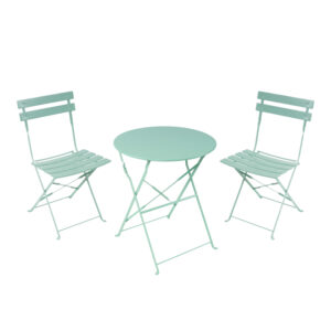 Bistro dining table Argos The Classic set of 3 pieces, metal, foldable, mint color, Φ60x71cm