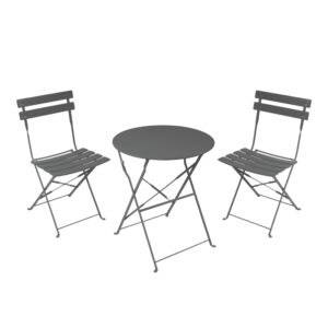 Bistro dining table Argos The Classic set of 3 pieces, metal, foldable, anthracite color, Φ60x71cm