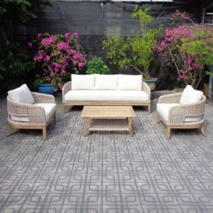 Garden furniture Riviera Argos The Classic 4pcs solid acacia wood-beige fabric
