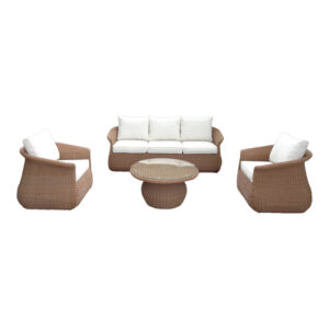 Tropicana Argos The Classic garden lounge set 4pcs pe rattan in brown shade - beige fabric