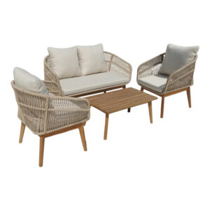 405 000010 Outdoor lounge set Macrena Argos The Classic acacia wood with rope amnd beige cushions