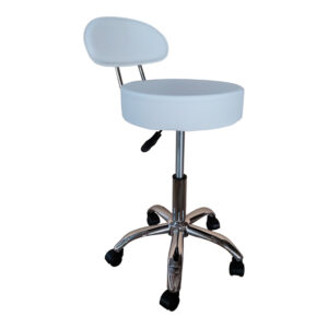 Office-work stool on wheels with Tebere back Argos The Classic pu in white shade D35x66-80cm