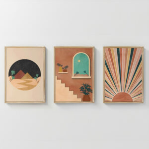 409 000177 Wall art in frame Venven Argos The Classic triptyque with digital print 33x1.5x48cm