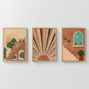 409 000195 Wall art in frame Quesin Argos The Classic triptyque with digital print 33x1.5x48cm