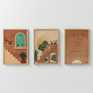 Wall art in frame Affera Argos The Classic triptyque with digital print 33x1.5x48cm