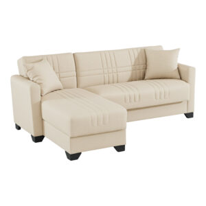 Corner sofa bed reversible Stashio Argos The Classic cream fabric 202x143x84cm