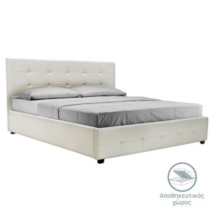 Double bed Roi Argos The Classic PU with storage space in white matte 160x200