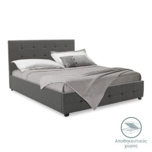 Double bed Roi Argos The Classic with storage space dark in grey fabric 160x200cm
