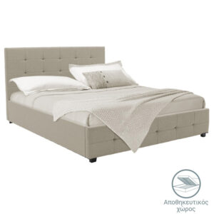 Double bed Roi Argos The Classic fabric with storage space in ivory color 160x200cm