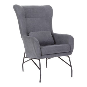 Armchair Rimbo Argos The Classic light grey velvet fabric-metal black leg 66x81x102cm