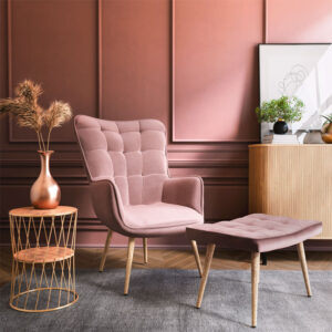 029 000156 1 Maddison armchair with footrest-cushion Argos The Classic velvet rotten apple-natural 68x72x98cm