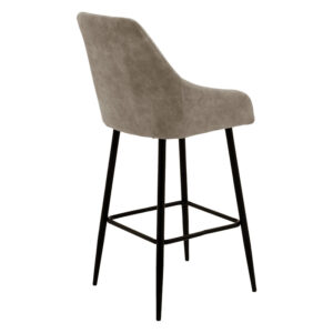 029 000181 1 Bar Stool Empower metal black legs-fabric antique grey-brown color