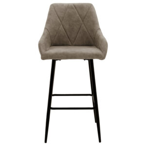 029 000181 3 Bar Stool Empower metal black legs-fabric antique grey-brown color