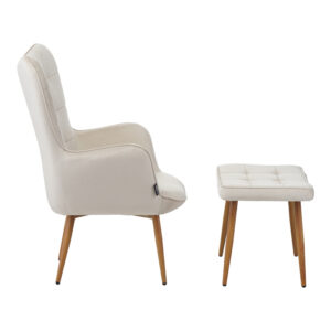 029 000245 2 Maddison armchair with footrest-cushion Argos The Classic cream velvet-natural leg 68x72x98cm