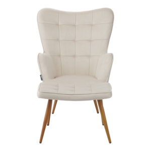 029 000245 3 Maddison armchair with footrest-cushion Argos The Classic cream velvet-natural leg 68x72x98cm