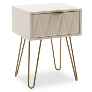 Nightstand Isla Argos The Classic in white painting-golden color 42x35x55cm