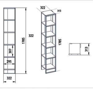 071 000857 3 Bookcase Marble Argos The Classic in white marble color with golden metal frame 32x38,5x178,5cm