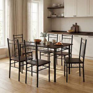 Dining set Roza Argos The Classic 5pcs color dark walnut - legs black matte 120x70x75cm