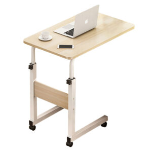 Side table Talf Argos The Classic on wheels in white-walnut color 60x40x62-88cm