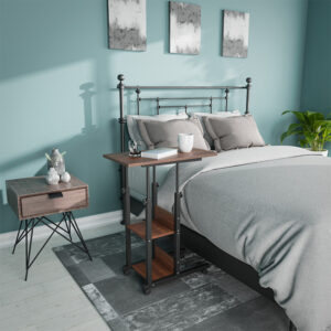 Side table on wheels Babs Argos The Classic in walnut-black color 60x40x71-92cm