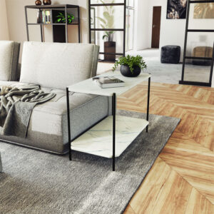 Side table Mara MDF white marble-black 80x40x55cm