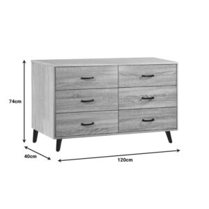 072 000115 1 Adrenile Argos The Classic mdf chest of drawers in natural shade and black metal leg 120x40x74cm
