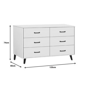 072 000116 1 Adrenile Argos The Classic mdf chest of drawers in white shade and black metal leg 120x40x74cm