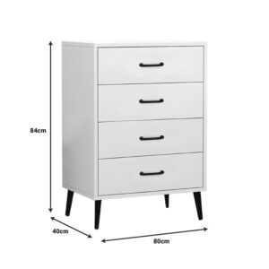 072 000118 2 Adrenile Argos The Classic mdf chest of drawers in white shade and black metal leg 80x40x84cm