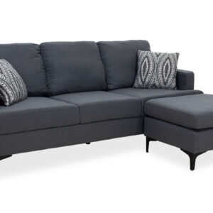 Corner sofa with dark grey Slim Argos The Classic fabric and two pillows 185x140x70cm