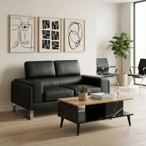 2 seater sofa Shea Argos The Classic in black pu-inox 158x80x87cm
