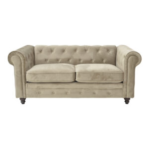 074 000028 2 Two-seater sofa Chesterfield type Argos The Classic velvet in beige shade 160x84x67cm