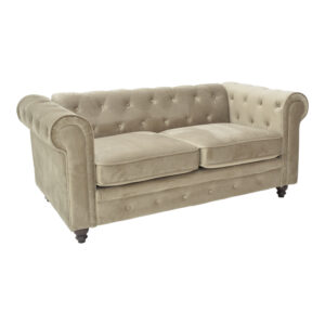 Two-seater sofa Chesterfield type Argos The Classic velvet in beige shade 160x84x67cm