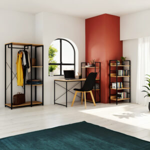 085 000003 1 Office tableRamon Argos The Classic reversible modern oak color with black metal frame 122x64x120cm