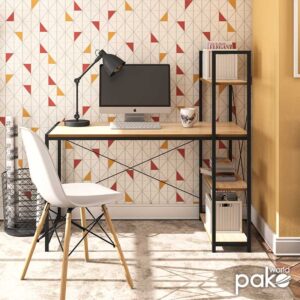 085 000003 2 Office tableRamon Argos The Classic reversible modern oak color with black metal frame 122x64x120cm
