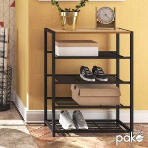 Shoe rack Ramon Argos The Classic 12 pairs modern oak color with black metal frame 63x30x83cm