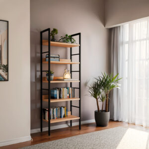 085 000022 1 Bookcase Ramon Argos The Classic natural-black steel 60x28x160cm