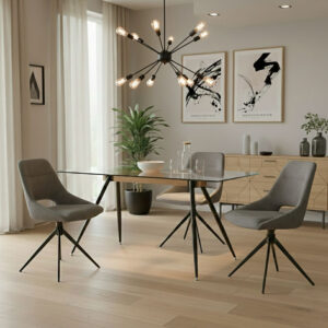 101 000019 1 Dining trable Astrid Argos The Classic glass 10mm black legs 140x80x75cm