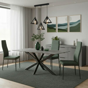 101 000084 1 Dinning table Bethan Argos The Classic sintered stone grey cement - metal black leg design 180x90x75cm