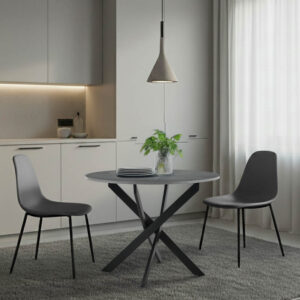 101 000089 1 Dining table Dammero Argos The Classic mdf in dark grey color and black metal leg D100x75cm