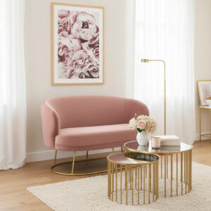 2 seater sofa Rony Argos The Classic in rotten apple velvet - golden metal 132x82x83cm