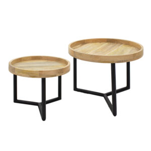113 000014 2 Side tables set 2pcs Kelly Argos The Classic solid wood natural-black