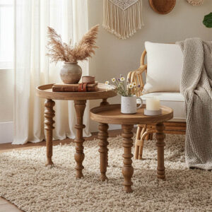 113 000029 Side tables set 2pcs Kelly Argos The Classic solid acacia wood natural