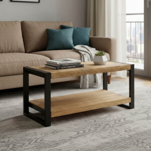 113 000032 Coffee table Miles Argos The Classic solid mango wood nautral-black 100x45x45.5cm