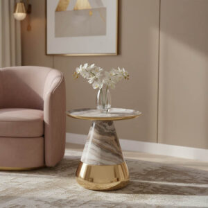 115 003178 Coffe table Boundar Argos The Classic grey-gold metal-glass D50x49cm